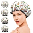 thumbnail image 7 of Shower Caps,Cartoon Farm Vehicles Pumpkins White Pattern Waterproof Shower Cap for Women 4 Pieces,Double Reusable Hair Cover for Shower PEVA Elastic Stretch Hem, 7 of 7