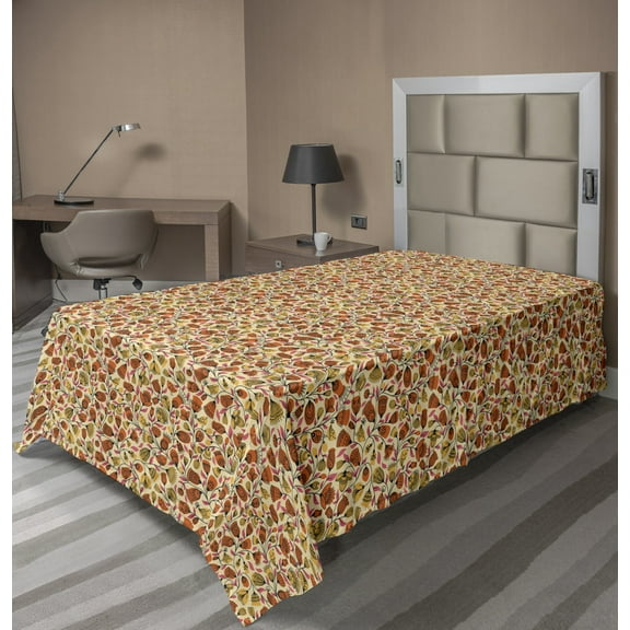 Ambesonne Floral Flat Sheet, Ornamental Garden Art, TwinXL Size, Multicolor