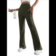 thumbnail image 3 of Pantalones Anchos de Pierna para Mujer, de Cintura Alta, para Estar en Casa, con Cintura Elástica, para Otoño e Invierno, Informales, de Punto Verde M, 3 of 10