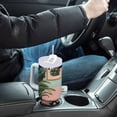 thumbnail image 4 of Yayeee 40oz Stainless Steel Tumbler with Straw and Handle Double-Wall Insulated Travel Water Bottle, Pink Sleeping Cat, 4 of 8