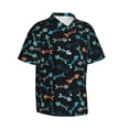 thumbnail image 2 of Daiia Little Fish Skeleton Hawaiian Shirt for Men Gentle Cotton Regular Short Sleeve Casual-Small, 2 of 9