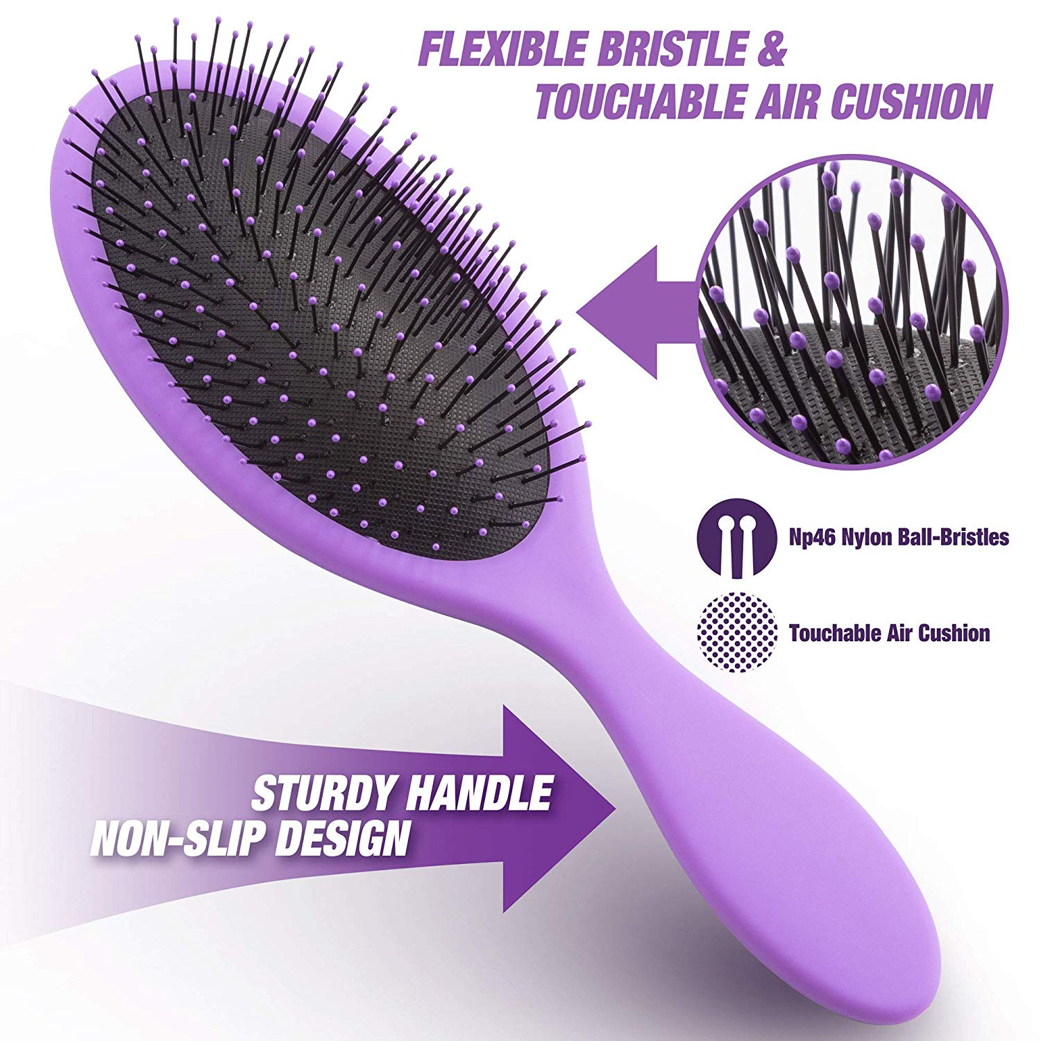 Wet Brush Pro Pink & Purple Detangle Hair Brush Flex Bristles -2 Pieces ...