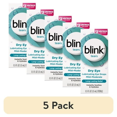 (5 pack) Blink Tears Lubricating Eye Drops Mild-Moderate Dry Eye 0.5 Fl Oz Sterile