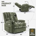 thumbnail image 3 of FLUSGO Power Overstuffed Recliner Chair with Phone Holder, USB Port & Integrated Arms, Chenille Fabric Ergonomic Power Recliner Chair with High Resilience Sponge, Side Pockets, Sturdy Frame, 3 of 10