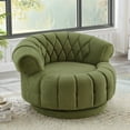 thumbnail image 4 of LiviNest Swivel Accent Chair for Living Room: 360° Rotating Barrel Chair - 30.9" Oversized Round Seat for Cross-Legged Lounging & Reading - Chenille Upholstery with Tufted Backrest Green, 4 of 6