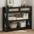 thumbnail image 2 of Selooye Console Table with 2 Rattan Drawers, Entryway Table with 3-Tier Storage Shelves, Narrow Long Sofa Table for Entryway, Hallway, Foyer and Living Room, Black, 2 of 8