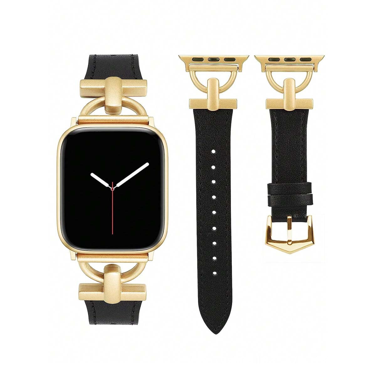 XIHAMA Leather Band Compatible with Apple Watch Band Women 41mm 40mm 38mm 44mm 45mm 42mm 49mm Ultra 2, Dressy Fancy Leather Strap D-Shape Metal Buckle for iWatch Bands Series 9 8 7 6 5 4 3 2 1 SE