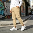 thumbnail image 5 of Besolor Cinch Bottom Sweatpants for Teen Boys Fall Winter Warm Casual Workout Joggers Elastic Waisted Kids Running Trousers with Pockets(5-6 Years,Beige), 5 of 7