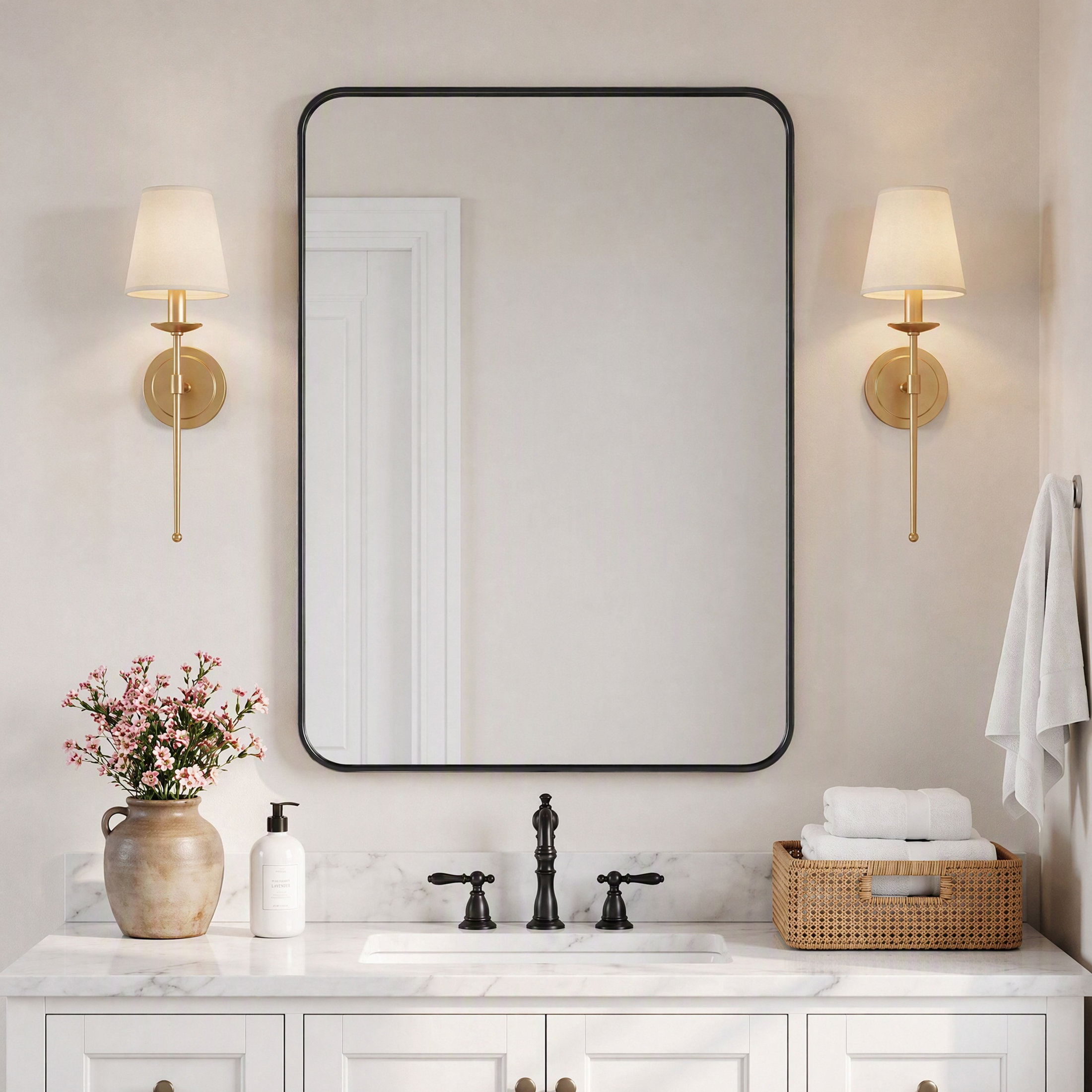 EDX Rectangular Bathroom Mirror with Metal Frame, Black photo 7
