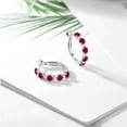 thumbnail image 5 of Gem Stone King 2.74 Cttw Red Created Ruby and White Zirconia CZ Hoop Earrings for Women | 925 Sterling Silver | Round 4MM and 1.9MM | 1 inch Diameter | Fine Jewelry Gifts for Her Mom Women Wife, 5 of 5