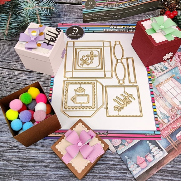 Caja de regalo con forma de cubo troquelado para corte de metal Alinacutle Golden
