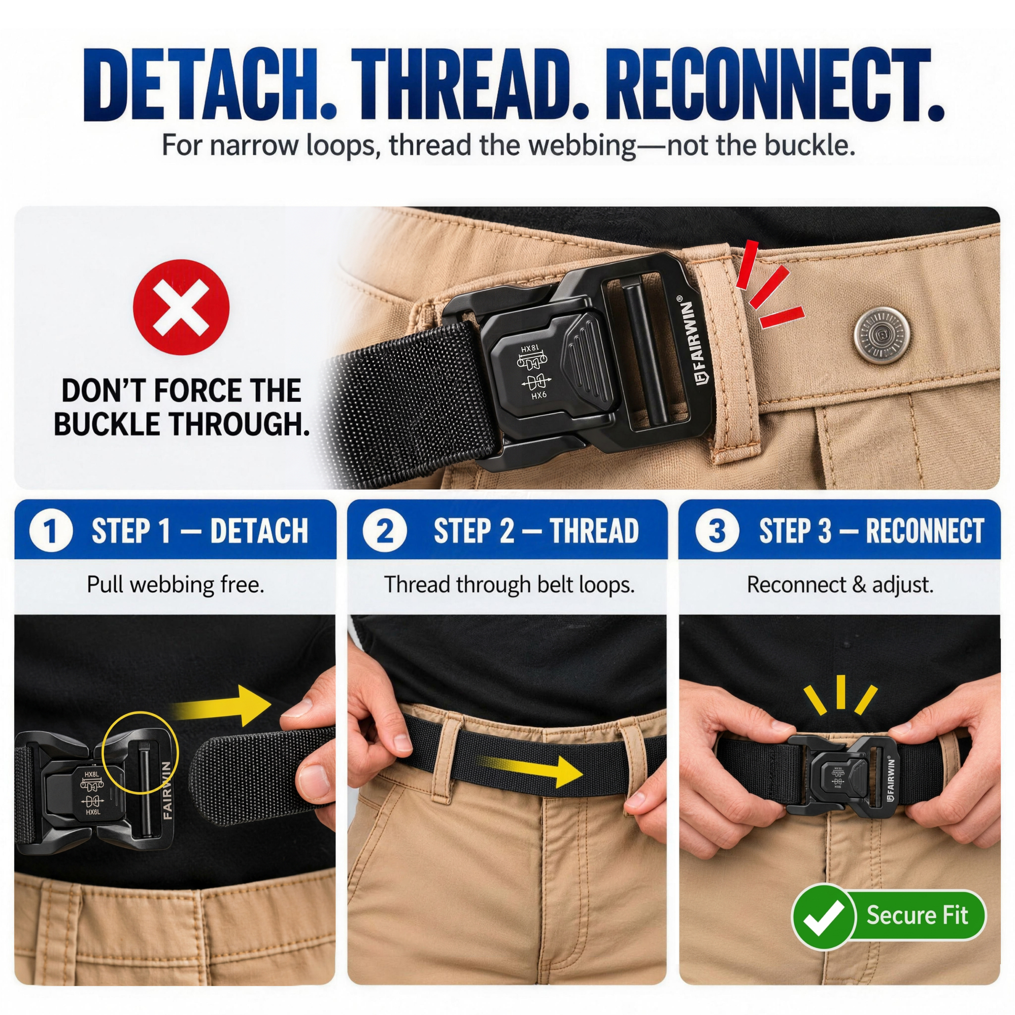 Fairwin Men's Nylon Web Stretch Work Belt photo 7