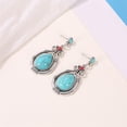 thumbnail image 4 of Pendientes geométricos de turquesa con forma de gota de agua para mujer, pendientes vintage con piedras preciosas, 4 of 8