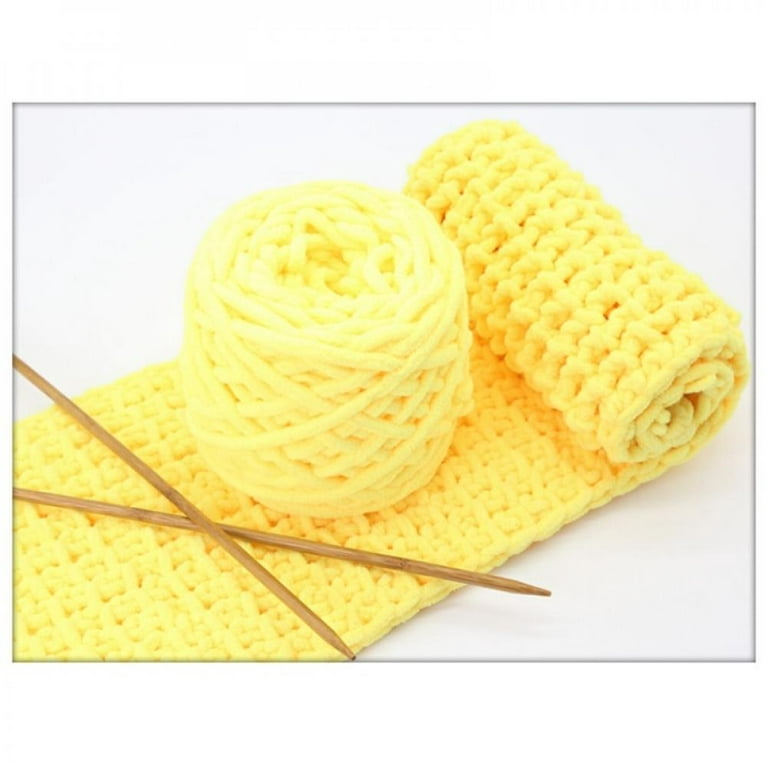 2x100gr Soft Velvet Chenille Blanket Yarn for Crocheting and Knitting  Crochet Amigurumi Yarn Super Bulky (Yellow)