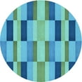 thumbnail image 1 of Ahgly Company Machine Washable Indoor Round Transitional Blue Area Rugs, 4' Round, 1 of 7
