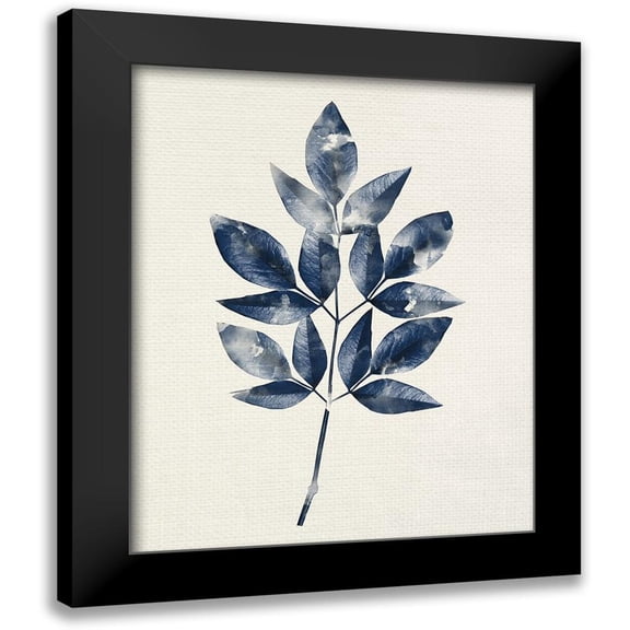 Allen, Kimberly 12x14 Black Modern Framed Museum Art Print Titled - Indigo Leaves 1