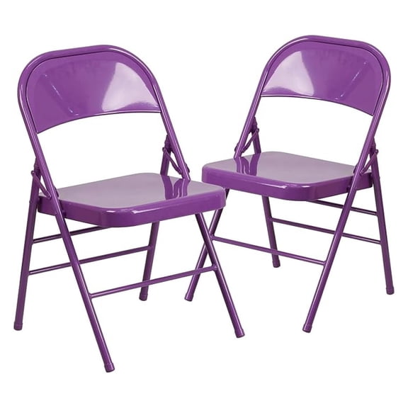 Metal Folding Chairs (2 Pack) - Heavy Duty Steel, 300 lb Capacity - Indoor/Outdoor Event Seating - Lightweight Portable Chairs for Wedding, Party, Office