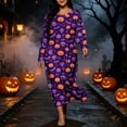 thumbnail image 4 of Women's Long Sleeve Casual Maxi Dress Spooky Skull Pumpkin Graphic Print Crewneck Flowy Fall Dresses Halloween Party Festival Costumes Everyday Apparel, 4 of 8