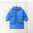 thumbnail image 2 of ZQUUVOU Kids Toddler Long Hooded Jacket Zipper Solid Color Padded Cotton Jacket Windproof Insulated Warm Winter Coat Blue, 2 of 6