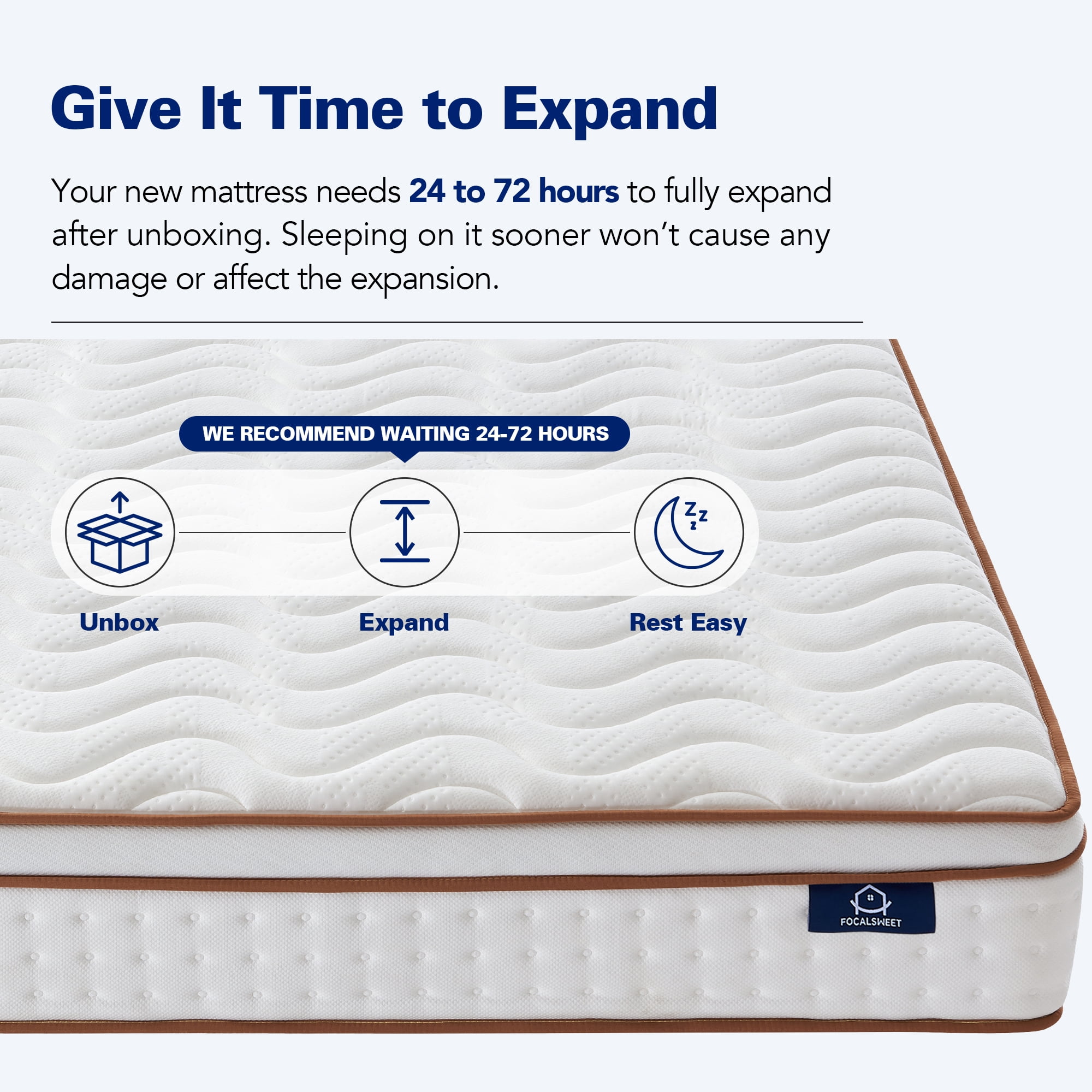 Focalsweet 10" Queen Hybrid Mattress with Euro Top for Adult and Kids