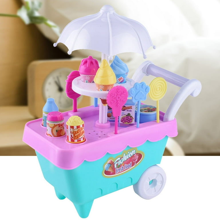 1 Set Kids Simulation Candy Ice Cream Trolley Mini Pusher Car Toy
