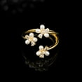 thumbnail image 5 of Dainty Flower Ring for Women Sparkling Cubic Zirconia Daisy Open Statement Rings Pearl Chic Engagement Promise Ring Wrap Finger Band, 5 of 5