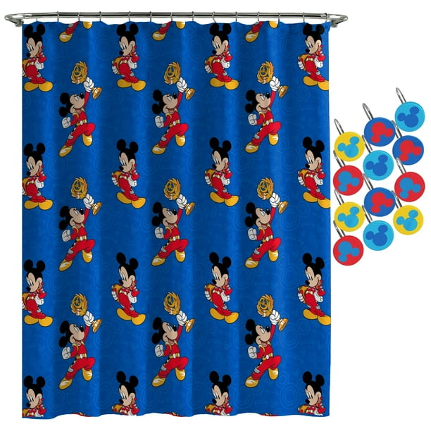 Mickey Mouse Roadster Racing Shower Curtain And Hooks Set Com Mickey Mouse Roadster Racing, Mickey Mouse Curtains