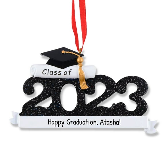 Personalized Graduation Ornament 2023 - Senior Year Class of 2023 Graduate Christmas Ornament Black