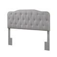 thumbnail image 3 of Tufted Smoke Gray Linen Headboard and Panel Bed Frame in Twin, 3 of 3