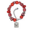 thumbnail image 2 of Delight Jewelry Silvertone Pebble Border Initial - W Red Paw Print Bead Bracelet, 7"+2", 2 of 4