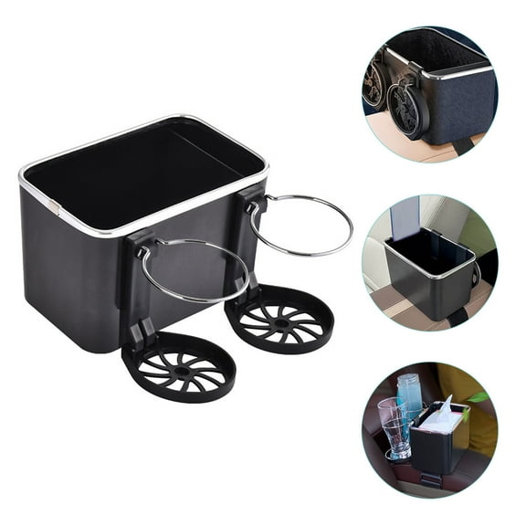 LEORX Car Tissue Box Interior Holder Storage For Dual Arm Rest Abs Black