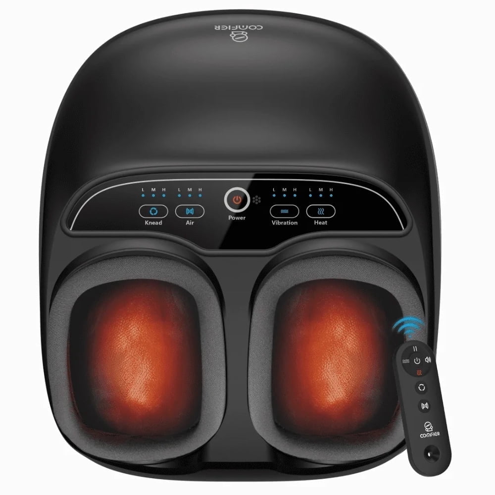 Comfier Shiatsu Foot Massager with Heat for Tired Foot Blood Circulation Up to Size 13, Black