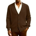 thumbnail image 3 of Kixjoy Mens Cardigan Sweater V Neck Button Down Ribbed Knit Cardigan Long Sleeve Basic Fashion Big and Tall Jackets Fall Casual Lightweight Mens Sweater, Brown 2XL, 3 of 7