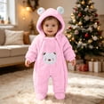 thumbnail image 5 of Mifsaly Girls Boys Baby Fleece Romper Infant Long Sleeve Sherpa Rompers with Cute Animal Bear Embroidery and Zipper Closure Infant Winter Warm Pajamas Clothes, 5 of 9