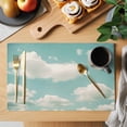 thumbnail image 2 of Turquoise Cloudy Sky Placemats Set of 6 Modern Clouds Nature Scenery Place Mats Indoor Wipeable Table Mats Washable Cloth Dining Table Placemats for Kitchen Holiday Party Home Decor 13x19 Inch, 2 of 9