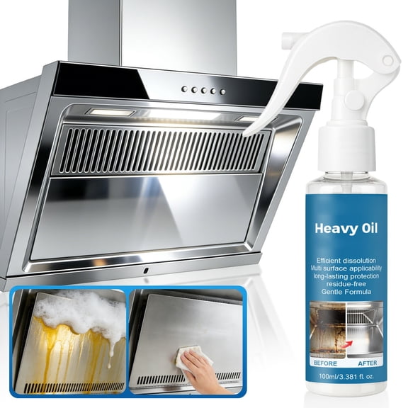 Qiopertar Heavy Duty Oil Stain Cleaner Spray, Deep Grease Removal Cleaning Spray for Kitchen, Powerful Degreaser for Stovetop Oven Grill Surfaces 100ml