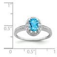 thumbnail image 3 of Auriga Fine Jewelry 925 Sterling Silver Oval-Cut Blue Topaz and Diamond Engagement Ring Size- 5 for Women, 3 of 6