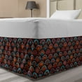 thumbnail image 1 of Moroccan Bed Skirt, Circles Pattern Mandala Inspired Floral Arrangements Geometric Rectangles, Elastic Bedskirt Dust Ruffle Wrap Around for Bedding Decor, 4 Sizes, Aqua Orange Ruby, by Ambesonne, 1 of 2