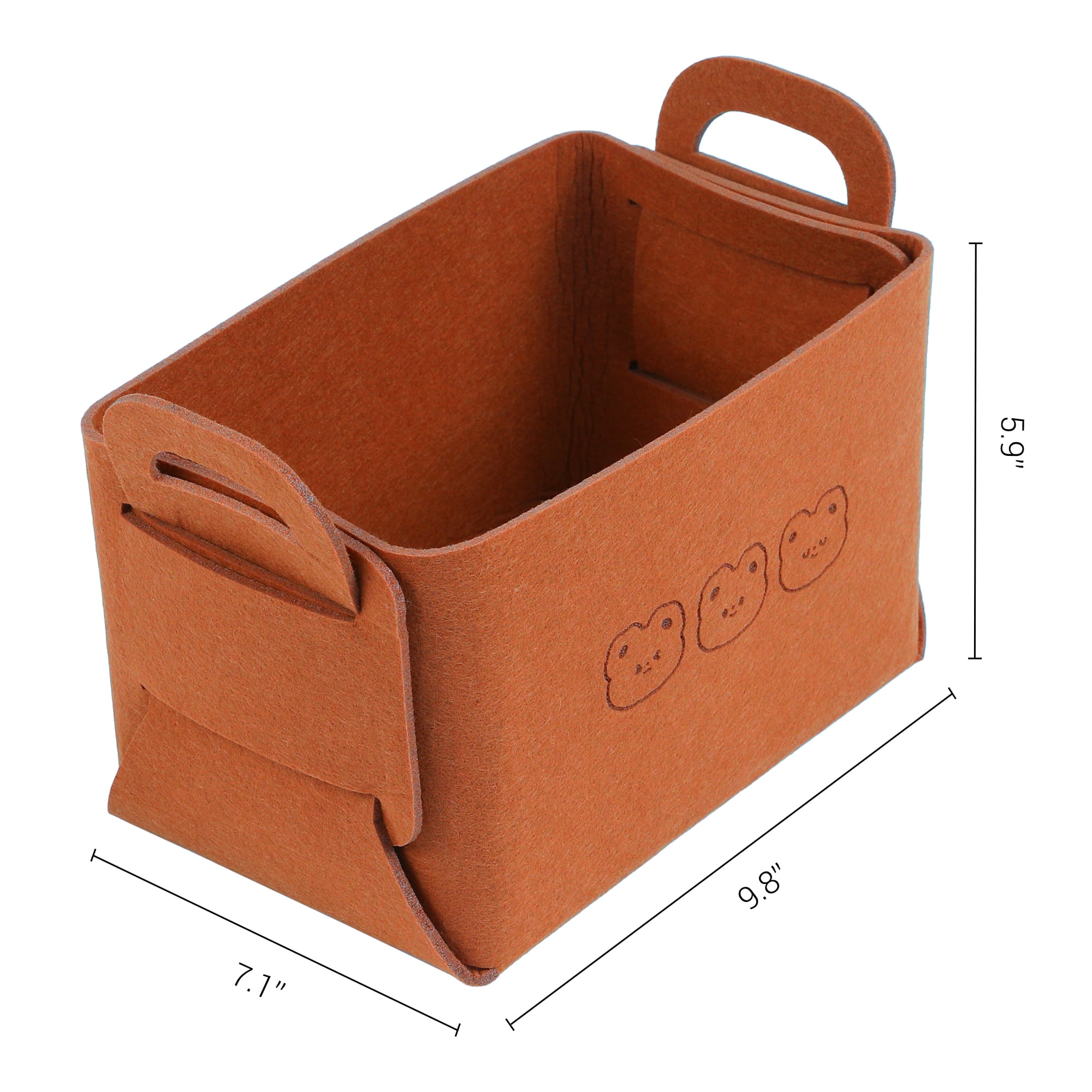 Unique Bargains 3 Pack Storage Cube with Handles Brown 9.8*7.1*5.9in