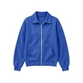 thumbnail image 5 of Sweatshirt for Women Waffle Knit Zip Up Jacket Collared Long Sleeve with Pockets Casual Outerwear, 5 of 6