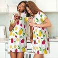 thumbnail image 4 of Xecao Strawberry and Lemon for Women's Loose Nightgown Sleepwear Short Sleeves Shirt Casual Print Sleepdress, 4 of 6