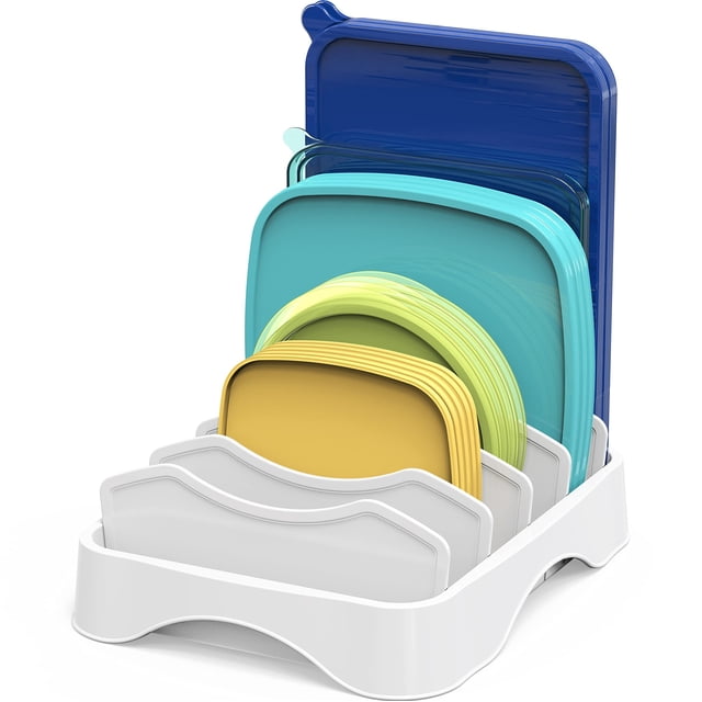 Organizador de tapas para recipientes de comida, sencillo, para el hogar, color blanco