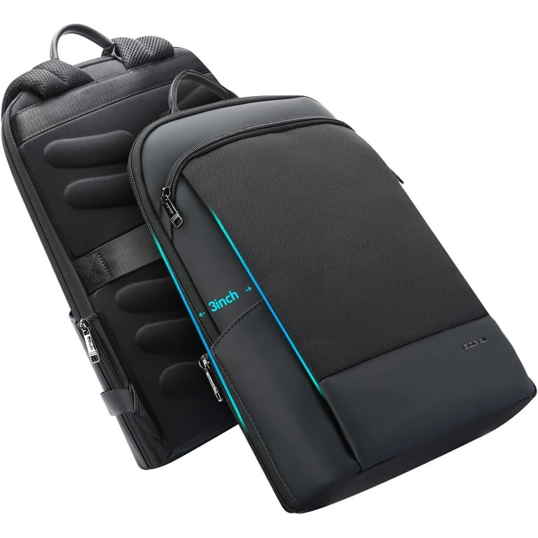 Bopai Unisex Slim Genuine Leather Laptop Backpack Men for 15-15.6 inch Business Smart Professional Lightweight Backpack with USB Charging Office