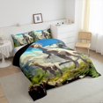 thumbnail image 3 of Manfei Tyrannosaurus Rex King Size Comforter Sets, Kids Dinosaur Dino Bedding Comforter Set, Jungle Wildlife Bedding Set, Microfiber Room Decor Reversible 3 Pieces, 3 of 8
