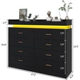 thumbnail image 4 of ANPOO 8 Drawer Dresser with Charging Station and LED Lights, Modern Wood Dresser with Wide Drawers and Metal Handles for Bedroom, Living Room, 4 of 7
