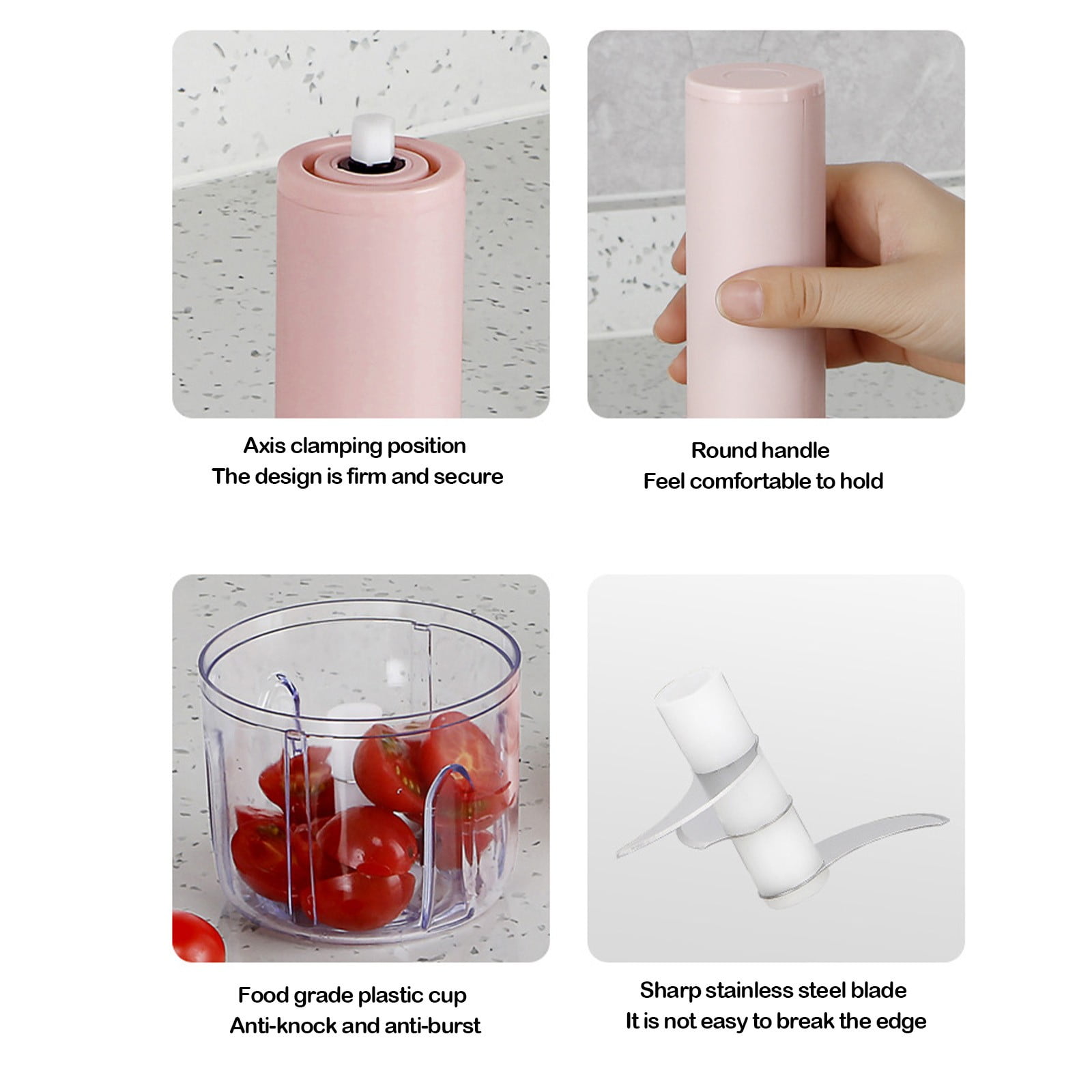 Portable Electric Food Chopper USB Rechargeable Mini Processor, 3 Blade Vegetable Garlic Meat Grinder With Container, Easy Clean Compact Kitchen Tool For Home Travel Cooking