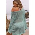 thumbnail image 4 of Charmo Womens Crew Neck Crochet Top Long Sleeve Swim Cover Ups Swimsuit, 4 of 4