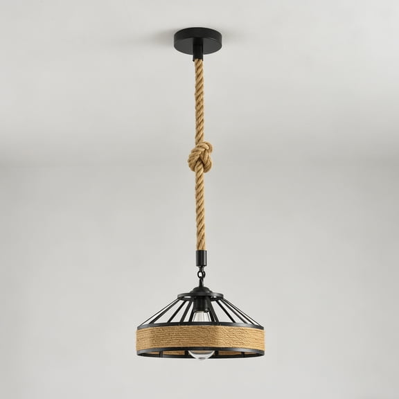 1-Light Modern Farmhouse Rope Pendant Light Fixture
