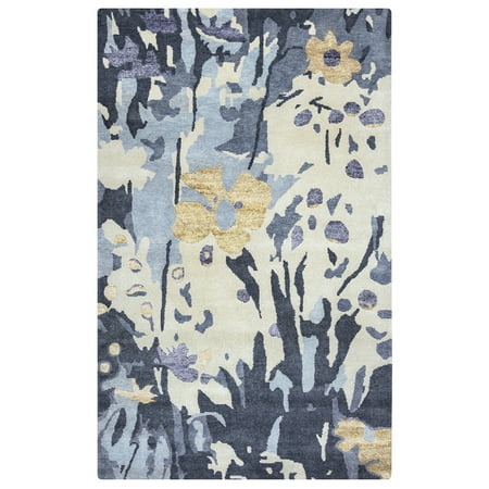 Vine Dot - Gatney Rugs Mason Area Rugs - AG8791 Contemporary Blue Leaves Petals Vines Dots Rug