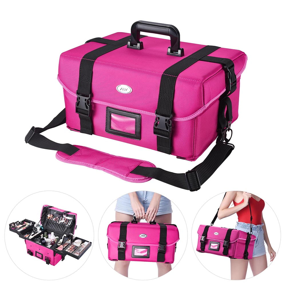 AW® Portable Cosmetic Bag Makeup Carry Case Handbag w/ 4